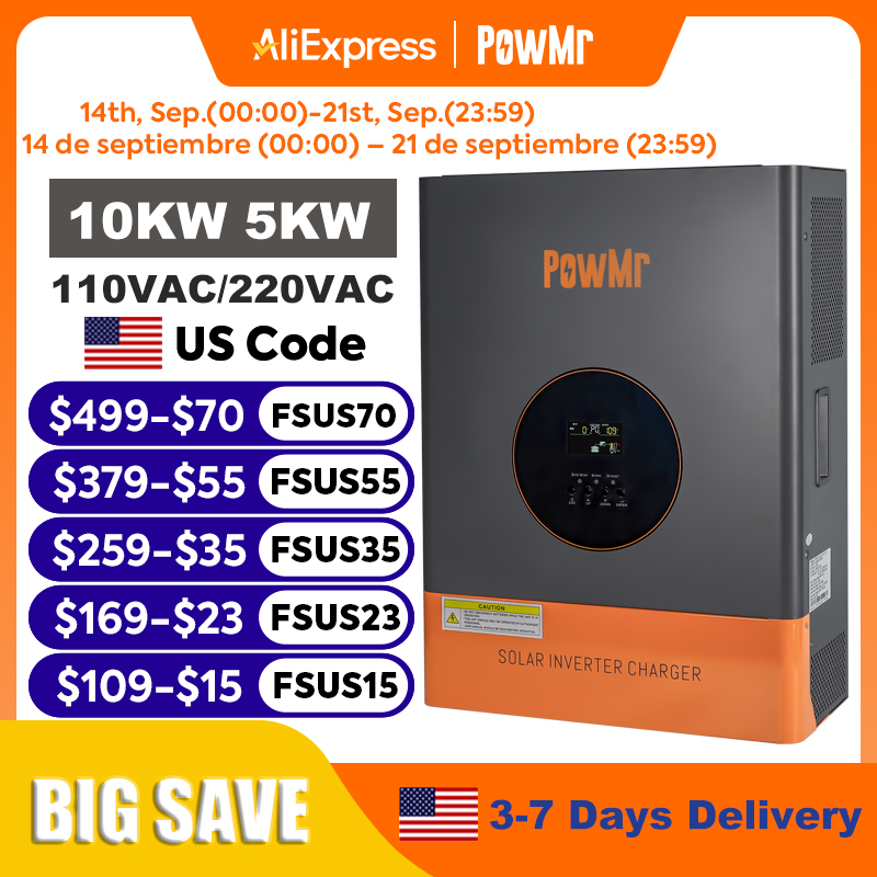 Split Phase Inverter 10Kw 110V 220V - PowMr Inverter Bifase 10KW 5KW 48V
