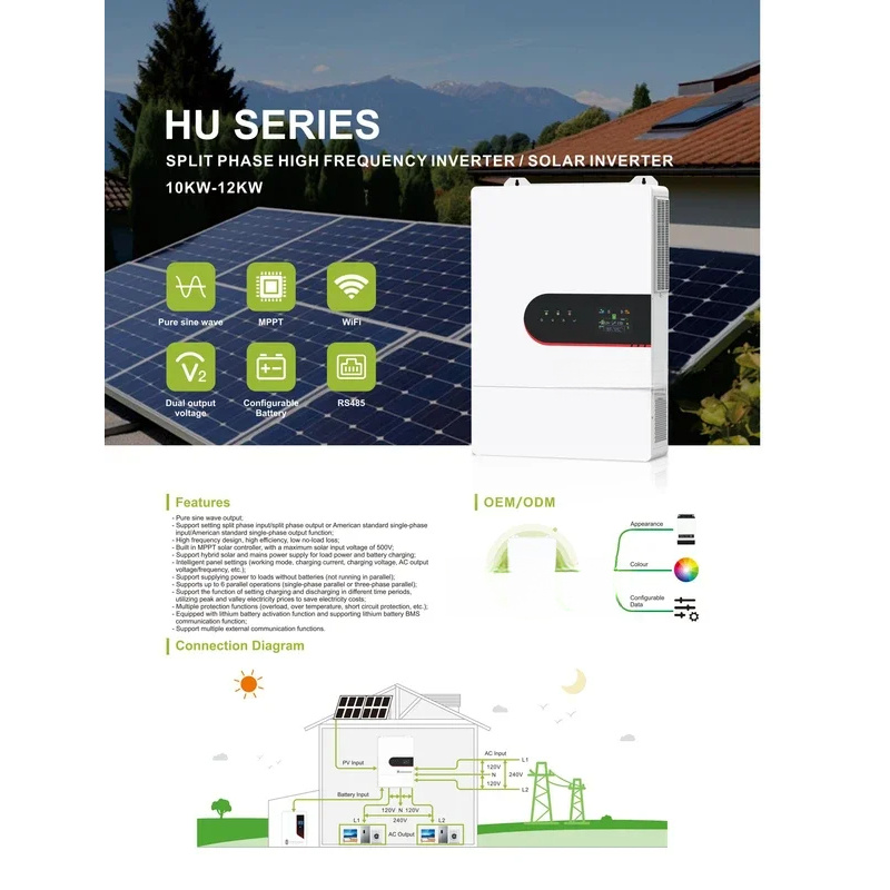 Inverter solare ibrido HU Seri - Split Phase Inverter 10Kw 110V 220V recensione e prezzo